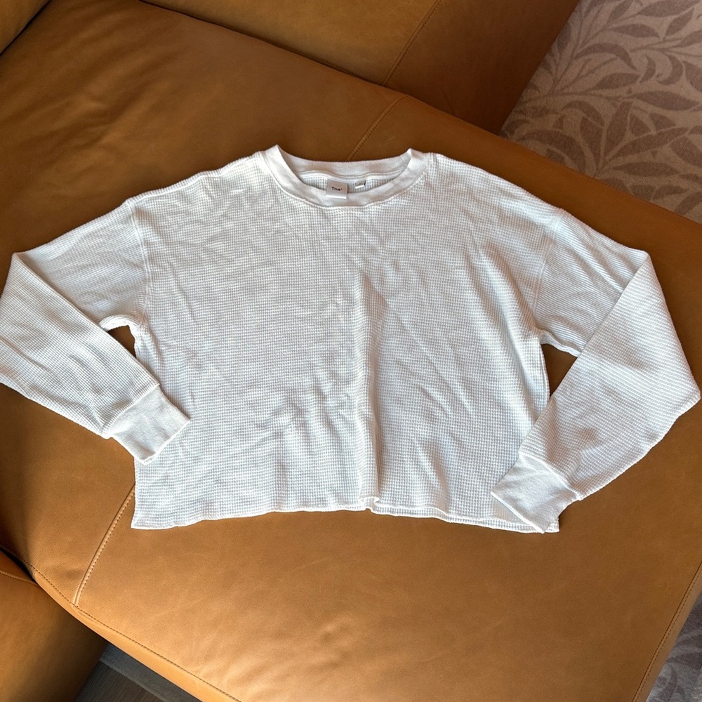 Aritzia TNA White Waffle Knit Longsleeve